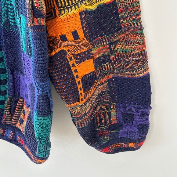 Tundra Canada Coogi Style Colorful Patchwork 3D Knit Cotton Sweater - Picture 12 of 16